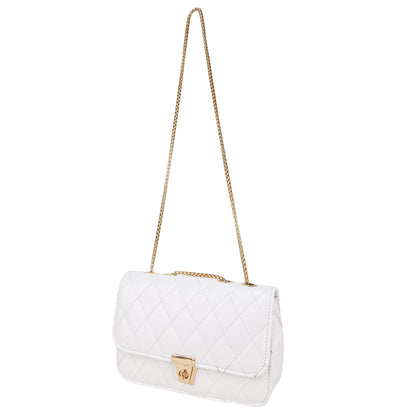 Miss Brasilia Vegan Leather Quilted Sling Bag - White