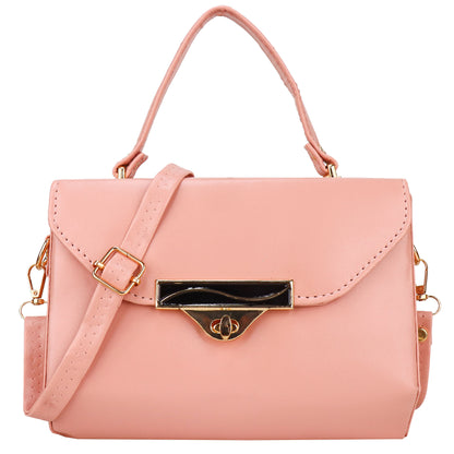 Madrid Vegan Leather Satchel Box Sling Bag - Peach