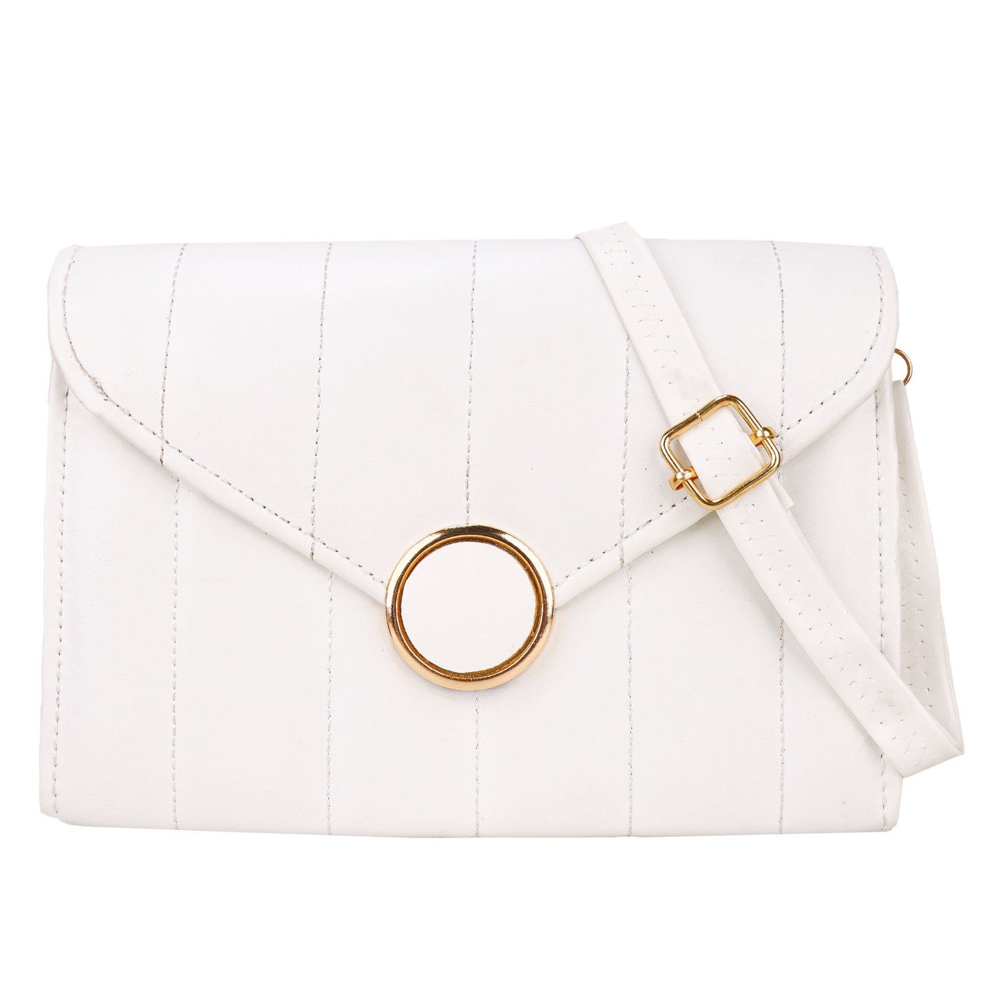 Ms. Puffy Vegan Leather quilted Sling Bag - White