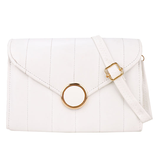 Ms. Puffy Vegan Leather quilted Sling Bag - White