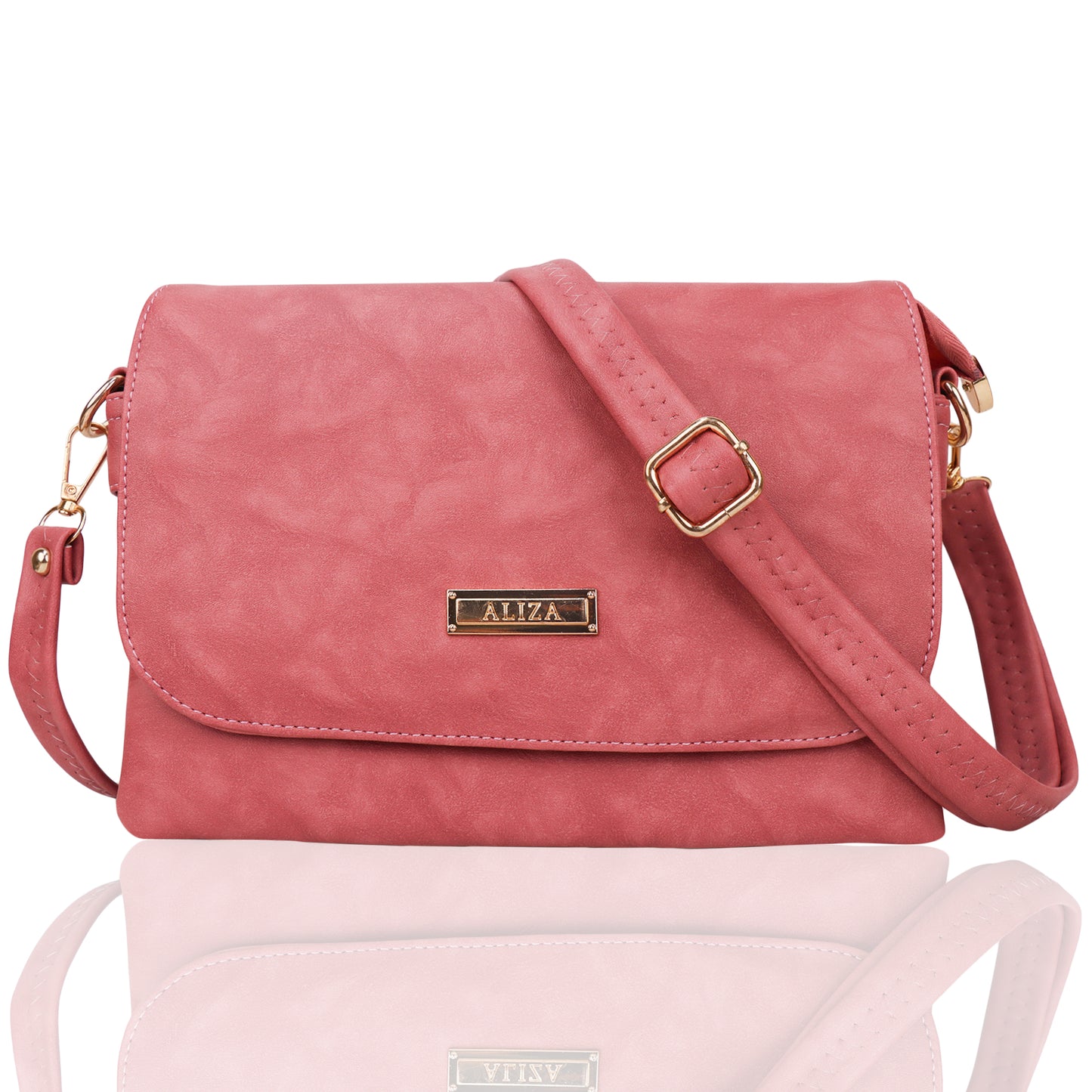 Miss Vienna Vegan Leather Suede Texture Sling Bag - Pink