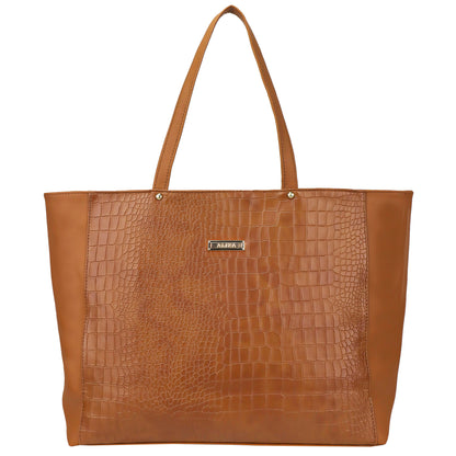 Althea Vegan Leather Formal Tote Bag - Brown