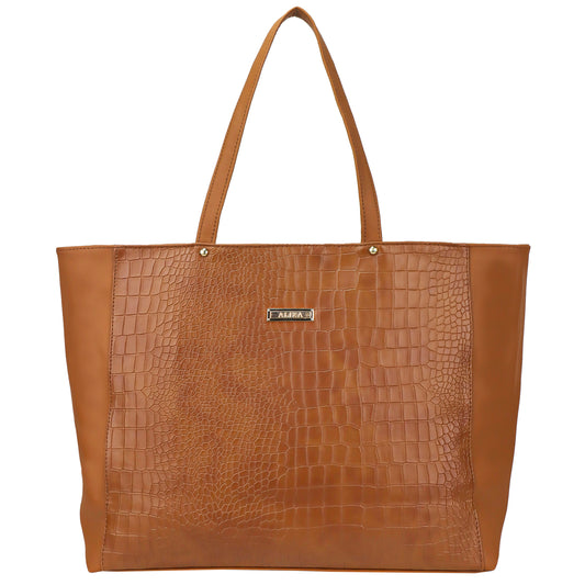 Althea Vegan Leather Formal Tote Bag - Brown