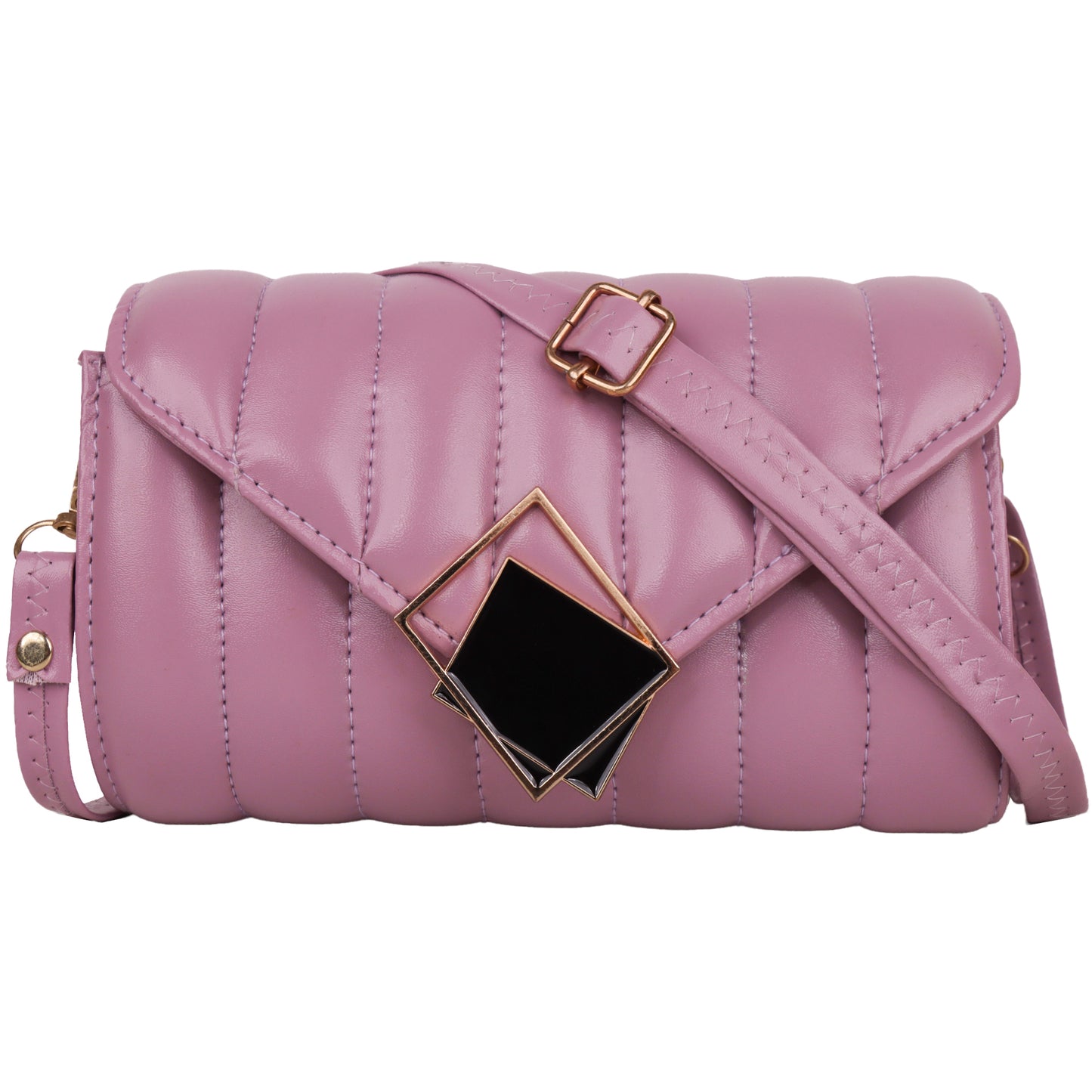 Princess Puffy Vegan Leather Quilted Sling Bag - Purple