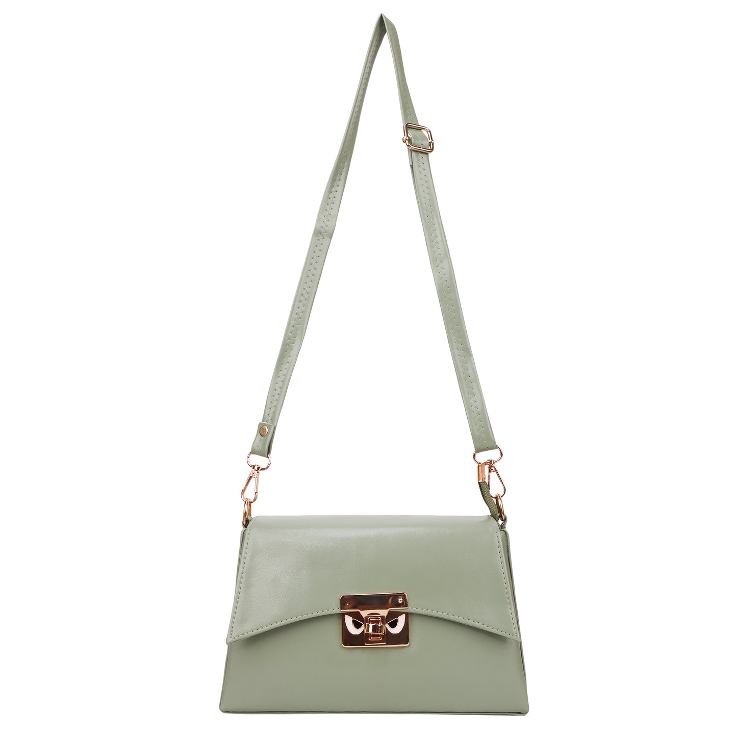 Devil Vegan Leather Satchel Box Sling Bag - Green