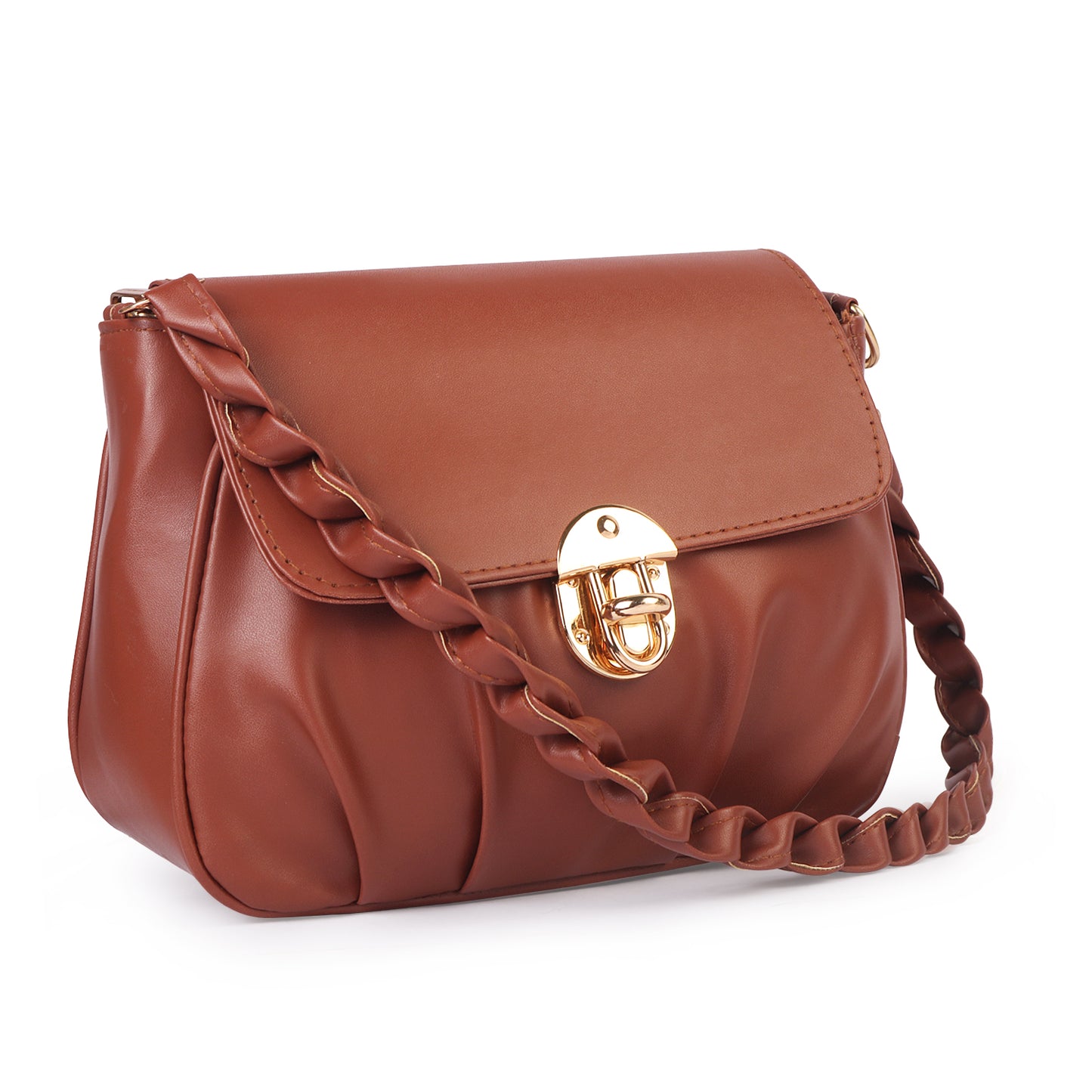 Ms. Trendy Stylish Vegan Leather Cross Body Sling Bag - Brown