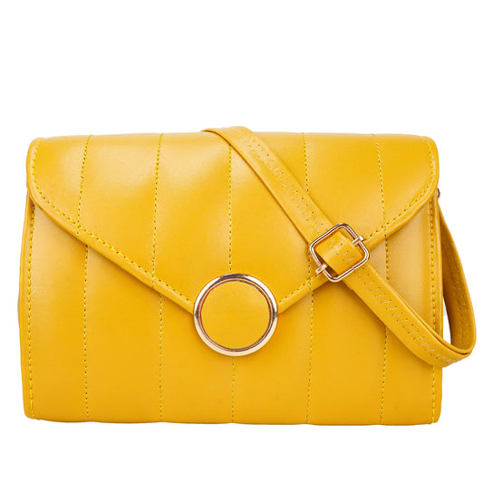 Ms. Puffy Vegan Leather quilted Sling Bag - Yellow