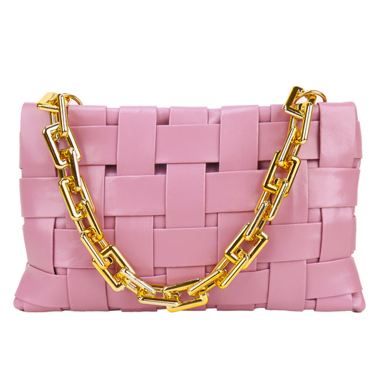 Miss Nairobi Vegan Leather Woven Sling Bag - Pink