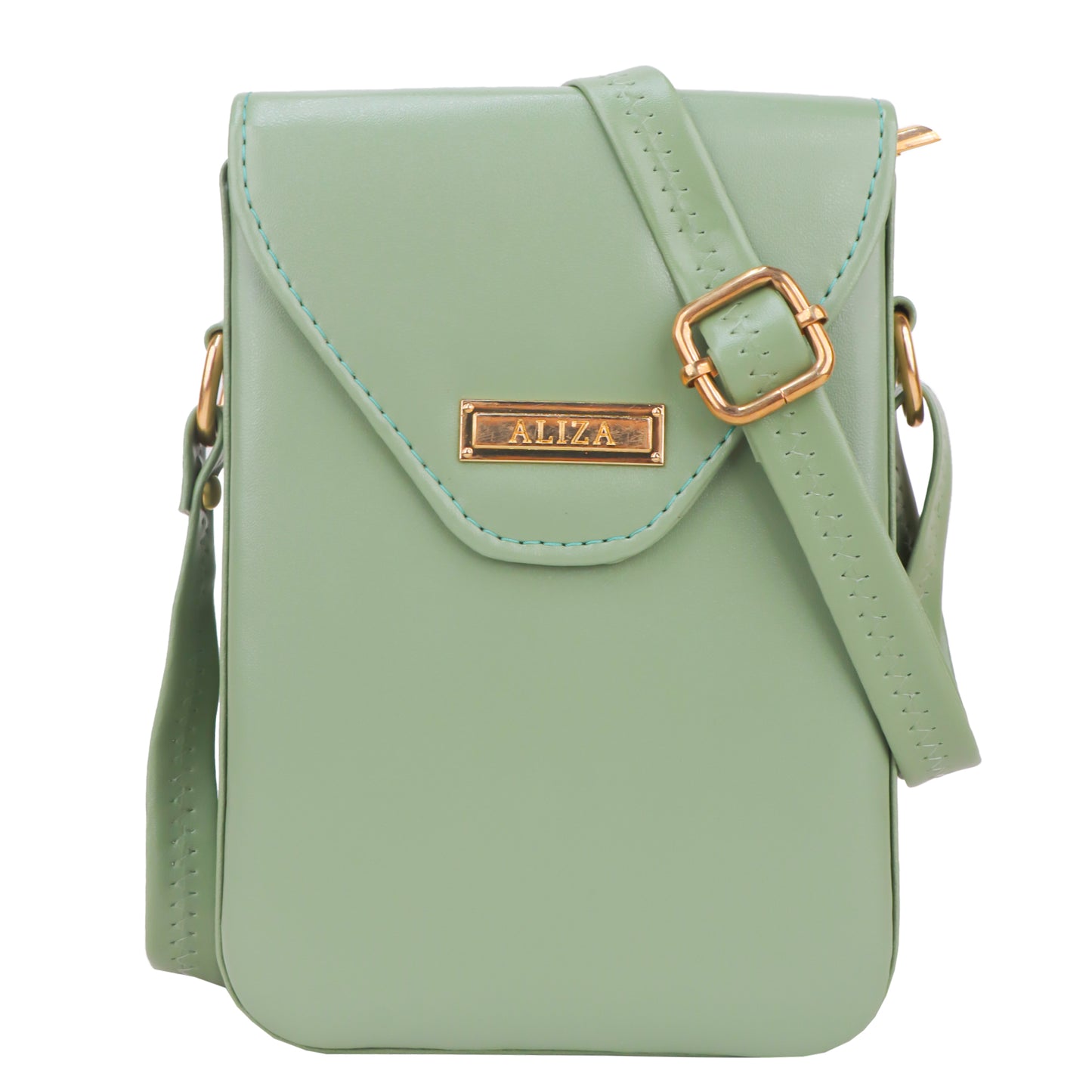 Miss Elona Vegan Leather Vertical Box Sling Messenger Bag - Green