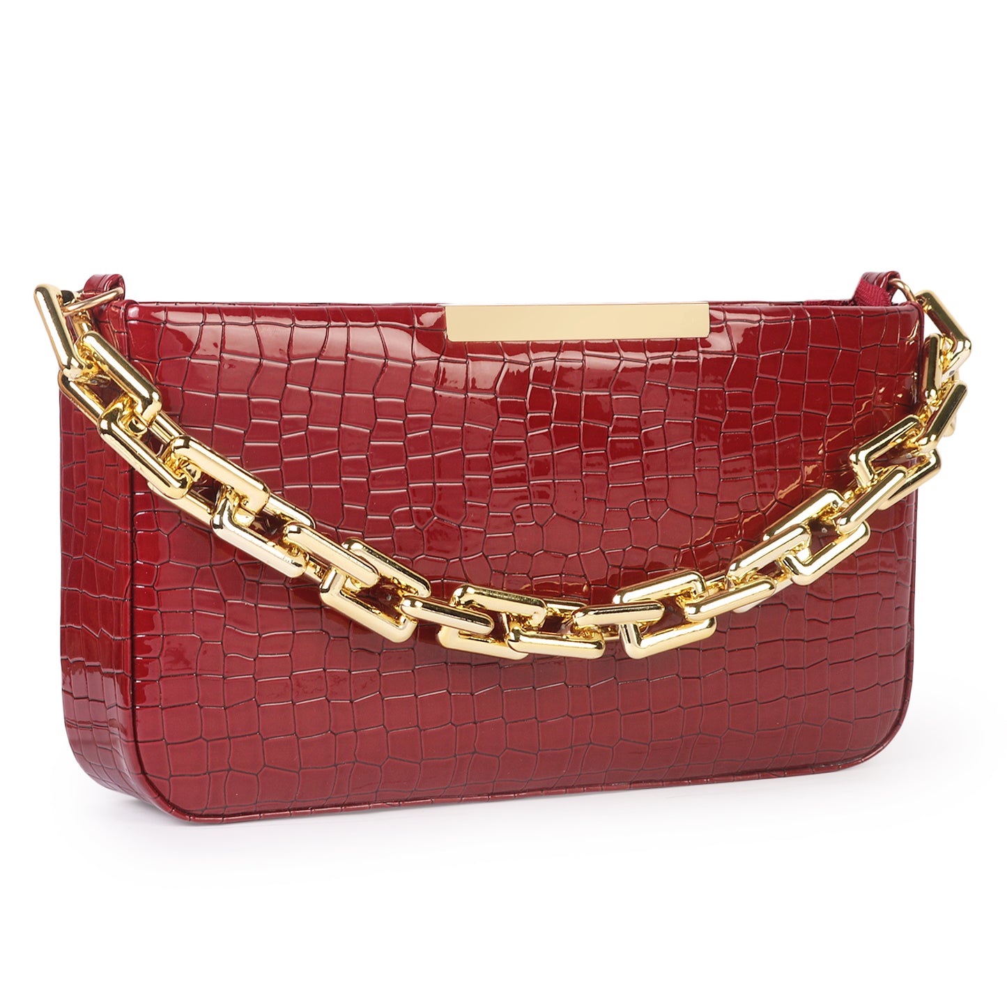 Miss Zury Viper Skin Vegan Leather Sling Bag - Maroon