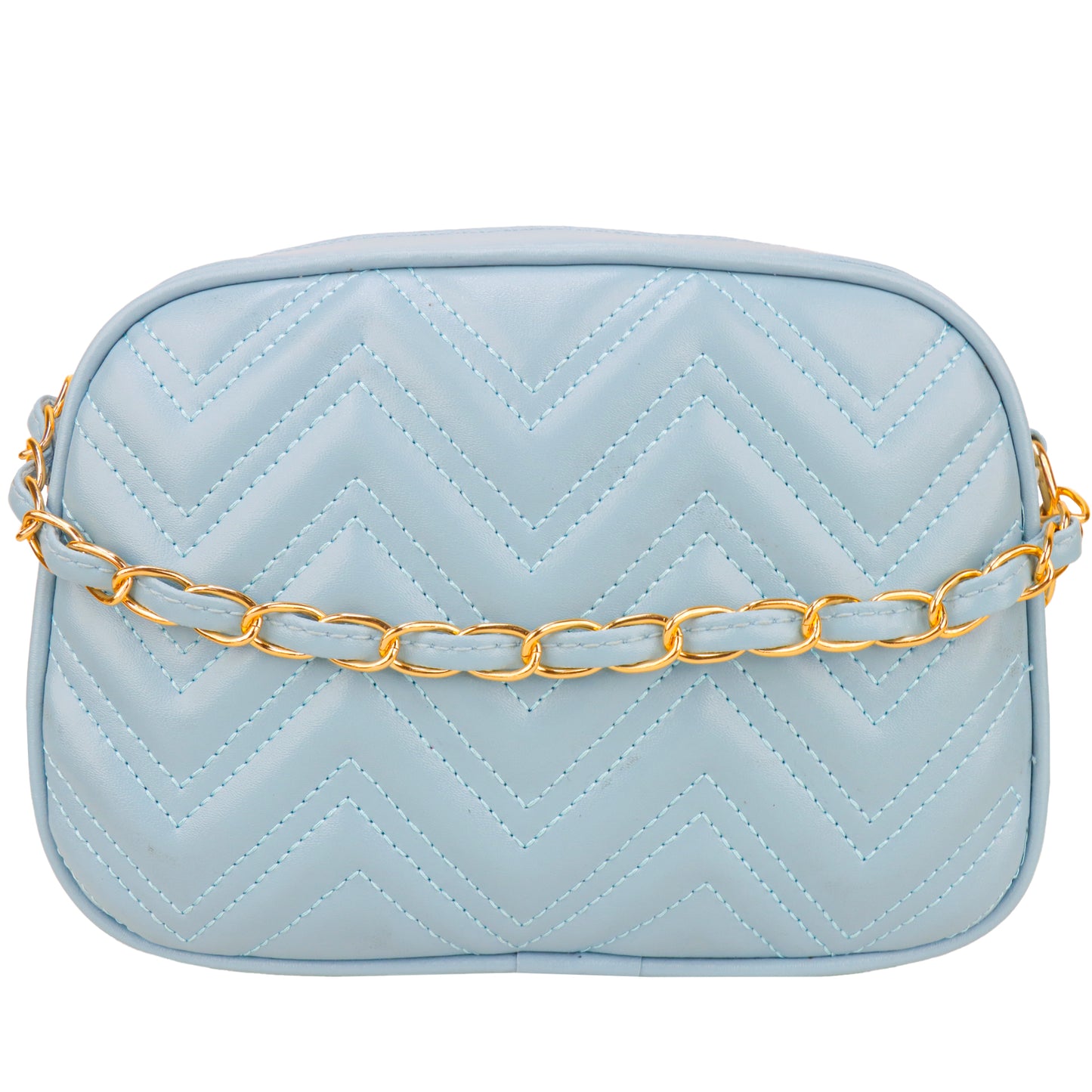 Miss Malibu Vegan Leather Quilted Sling Bag - Blue