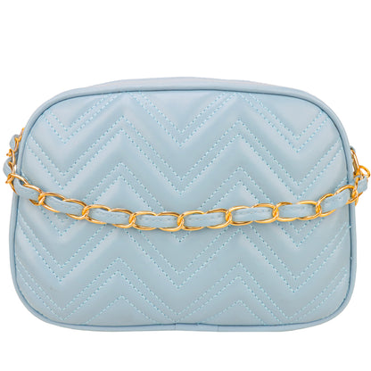 Miss Malibu Vegan Leather Quilted Sling Bag - Blue