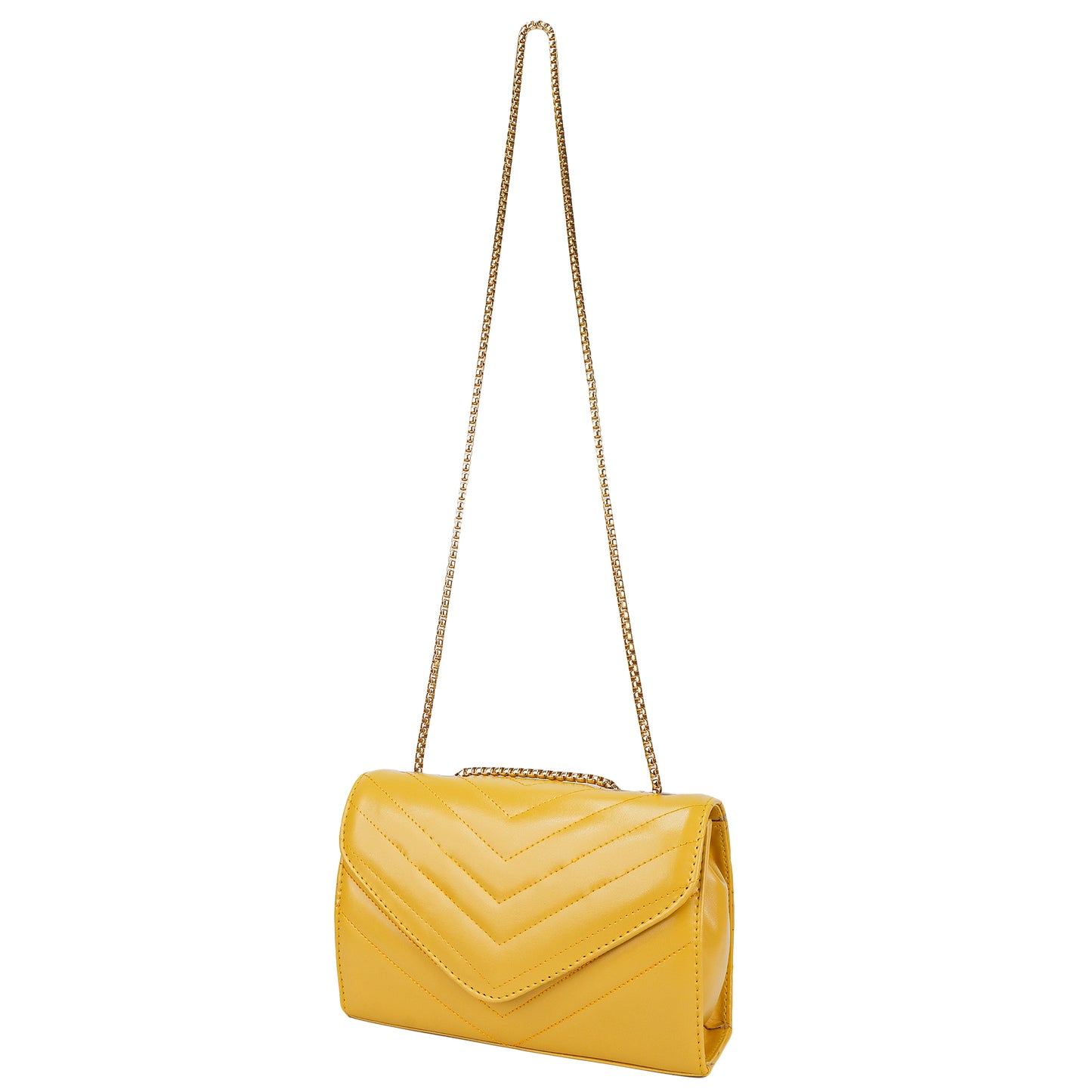 Miss Santorini Vegan Leather Quilted Sling Bag - Yellow