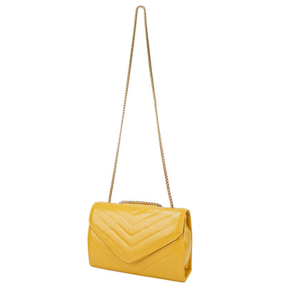 Miss Santorini Vegan Leather Quilted Sling Bag - Yellow