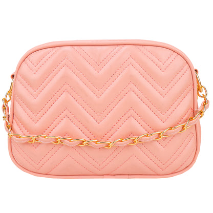 Miss Malibu Vegan Leather Quilted Sling Bag - Peach