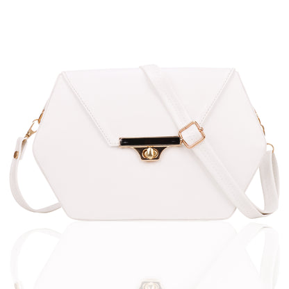 Miss Diamond Vegan Leather Box Sling Bag - White