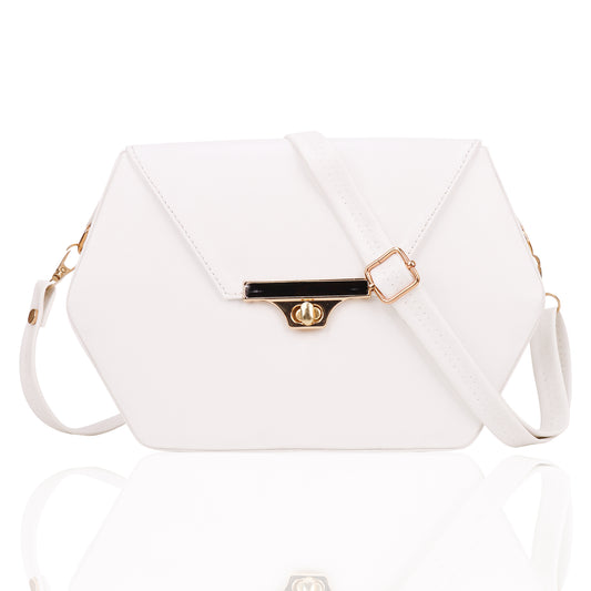 Miss Diamond Vegan Leather Box Sling Bag - White