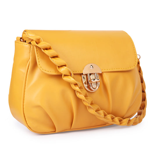 Ms. Trendy Stylish Vegan Leather Cross Body Sling Bag - Yellow