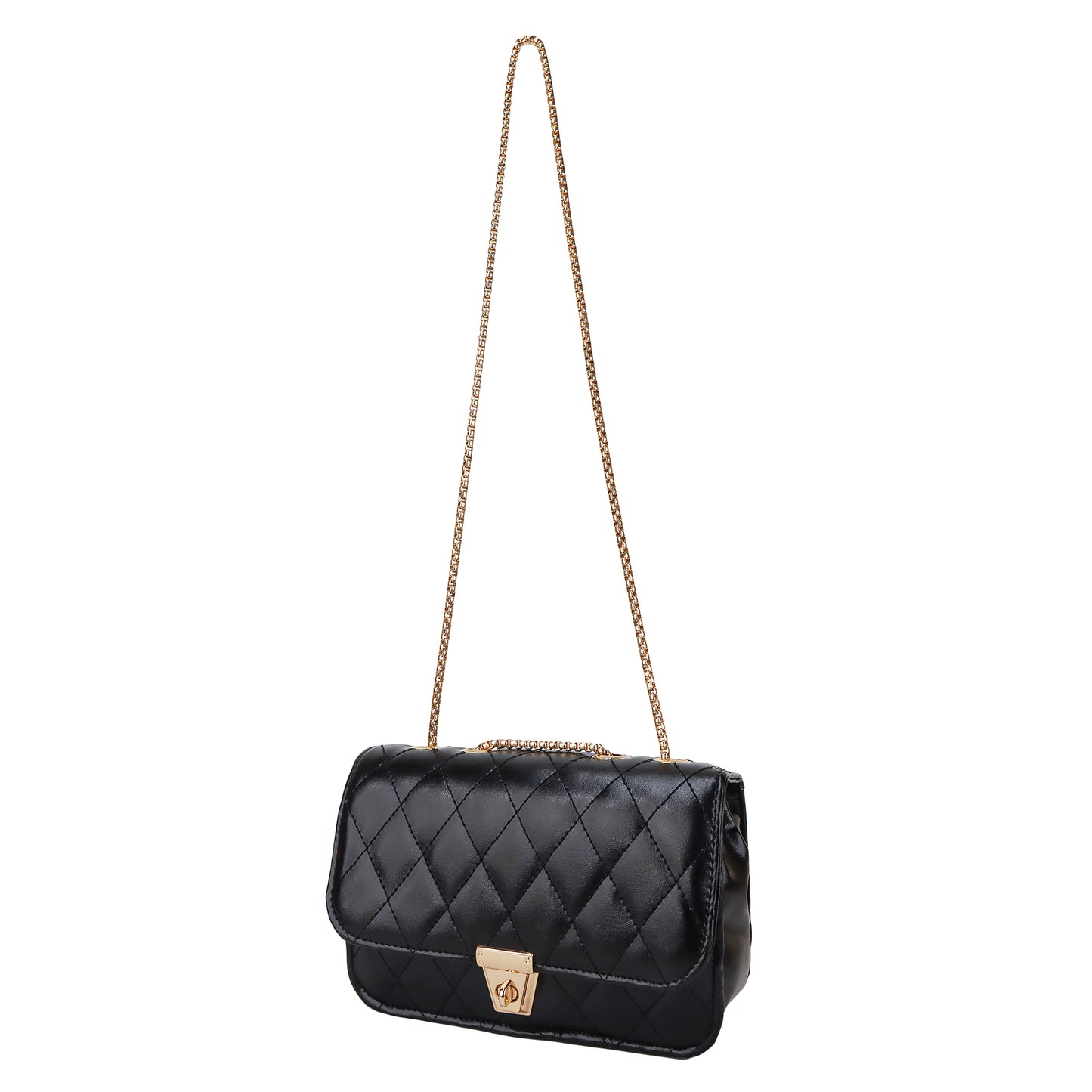 Miss Brasilia Vegan Leather Quilted Sling Bag - Black