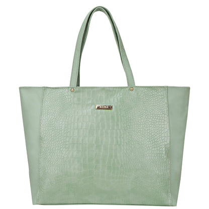 Althea Vegan Leather Formal Tote Bag - Green