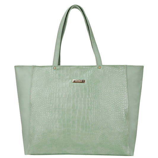 Althea Vegan Leather Formal Tote Bag - Green