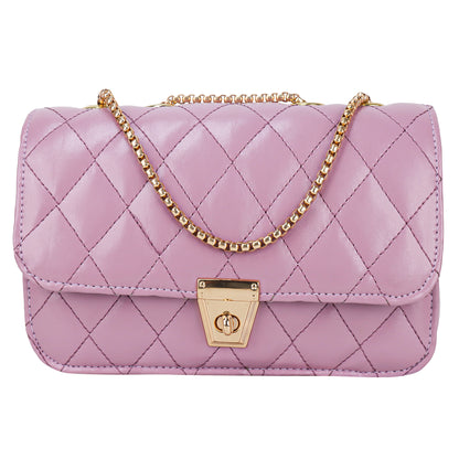 Miss Brasilia Vegan Leather Quilted Sling Bag - Pink