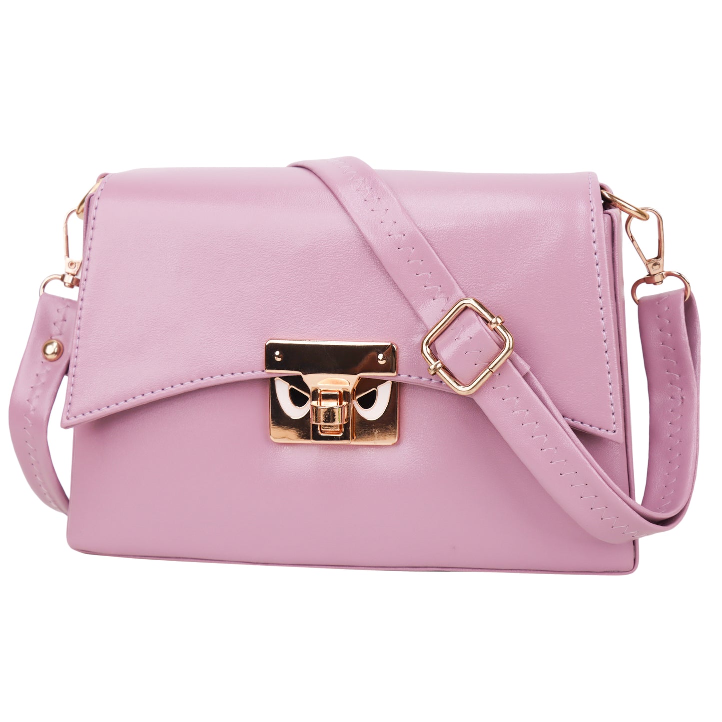 Devil Vegan Leather Satchel Box Sling Bag - Lavender