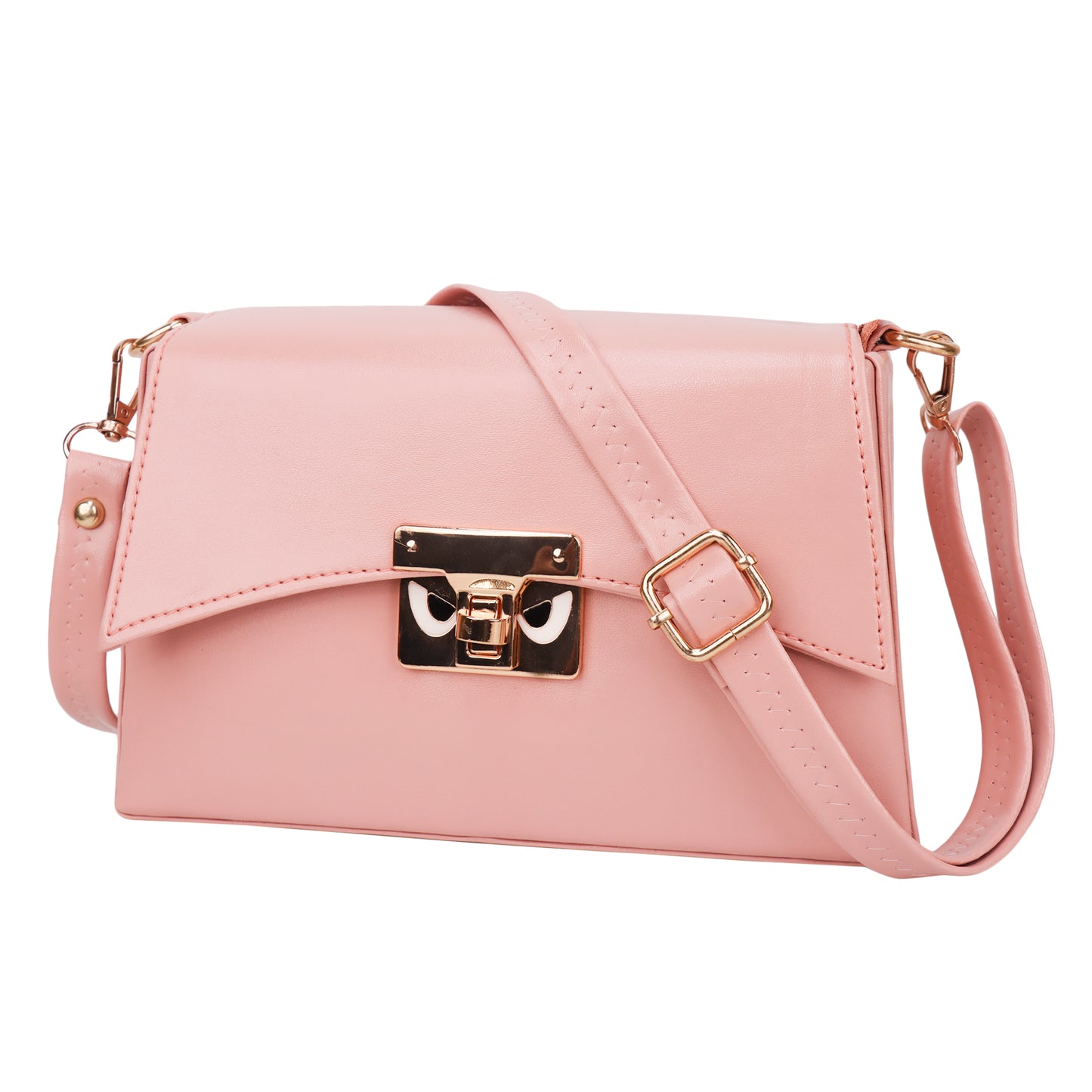 Devil Vegan Leather Satchel Box Sling Bag - Pink