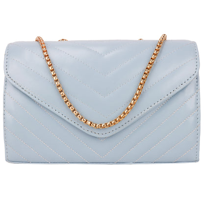 Miss Santorini Vegan Leather Quilted Sling Bag - Blue