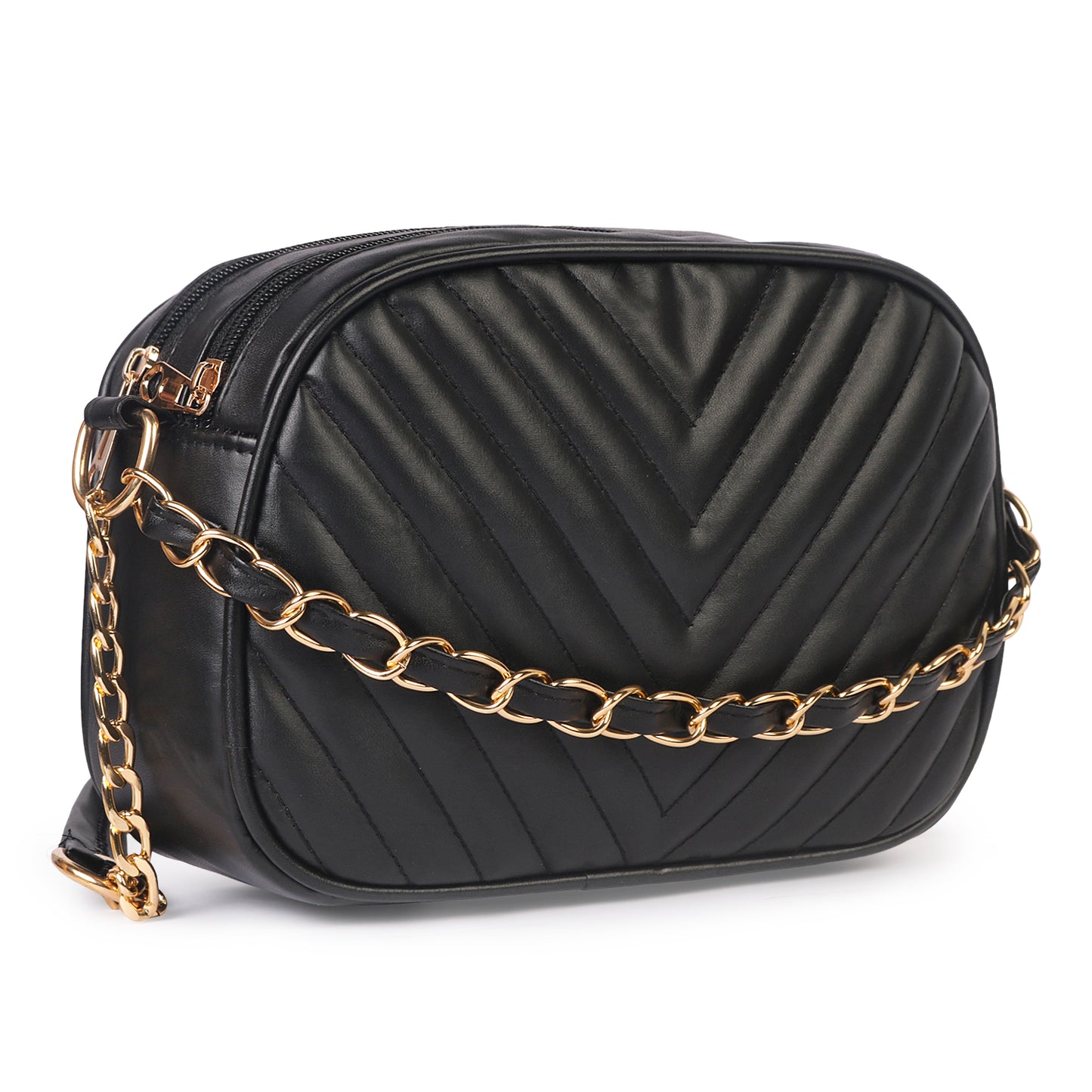 Princess Malibu Vegan Leather Quilted Sling Bag - Black