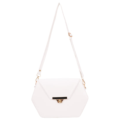 Miss Diamond Vegan Leather Box Sling Bag - White