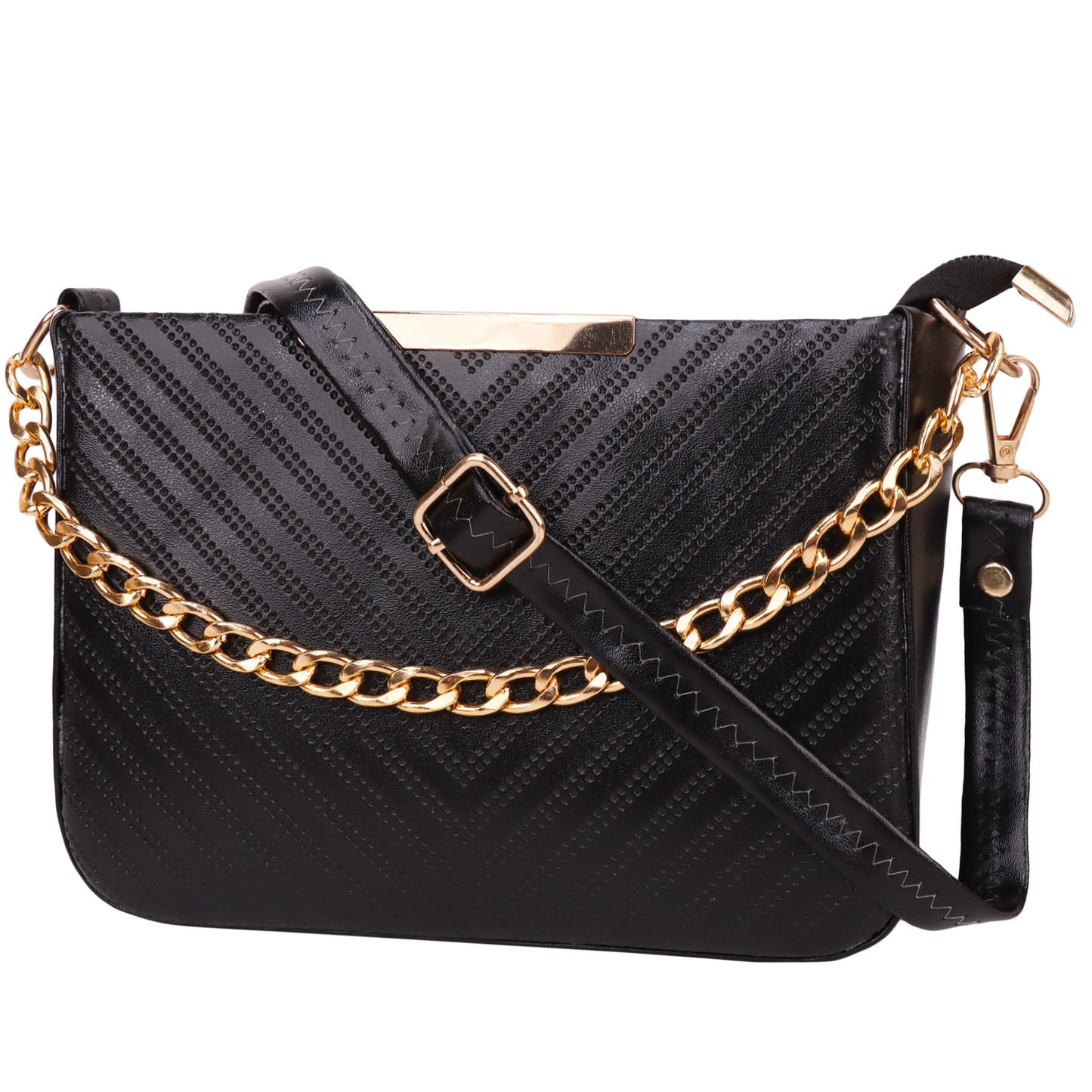 Miss Havana Vegan Leather Dotted Print Sling Bag - Black