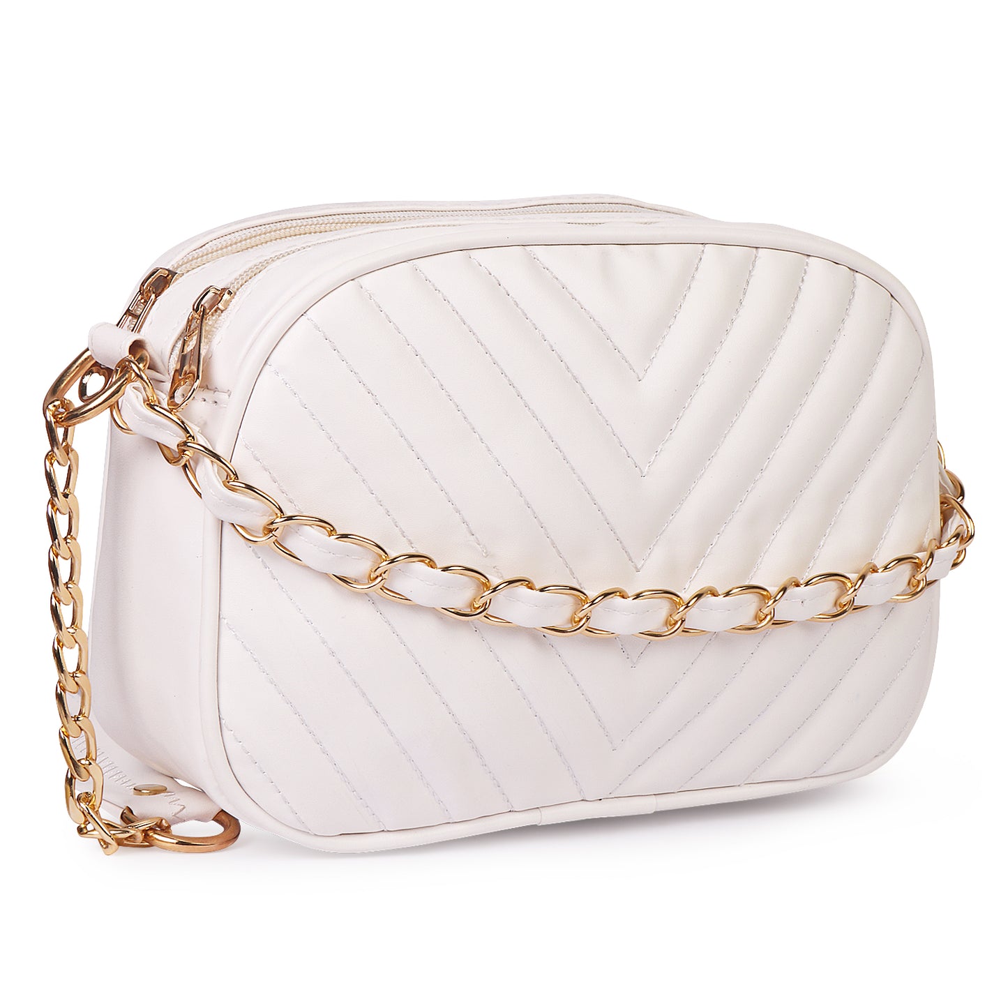 Princess Malibu Vegan Leather Quilted Sling Bag - White