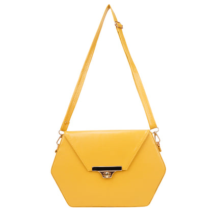 Miss Diamond Vegan Leather Box Sling Bag - Yellow