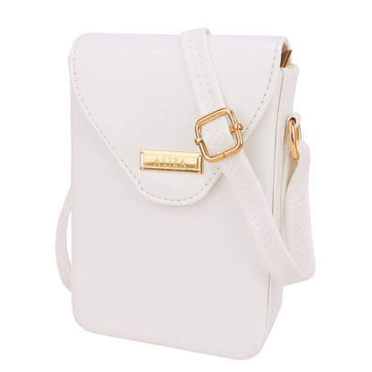 Miss Elona Vegan Leather Vertical Box Sling Messenger Bag - White