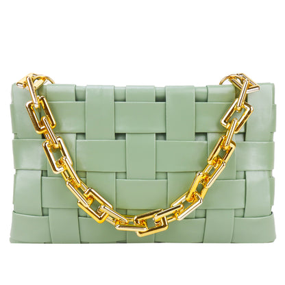 Miss Nairobi Vegan Leather Woven Sling Bag - Green