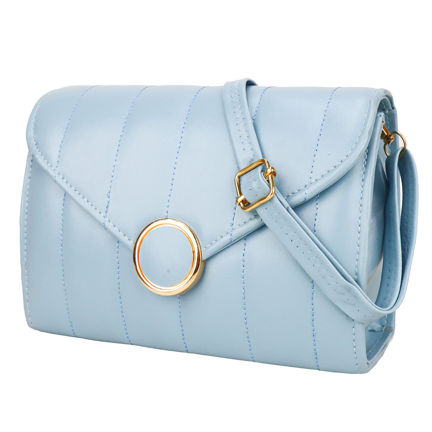 Ms. Puffy Vegan Leather quilted Sling Bag - Blue