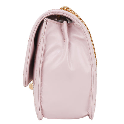 Miss Brasilia Vegan Leather Quilted Sling Bag - Light Pink