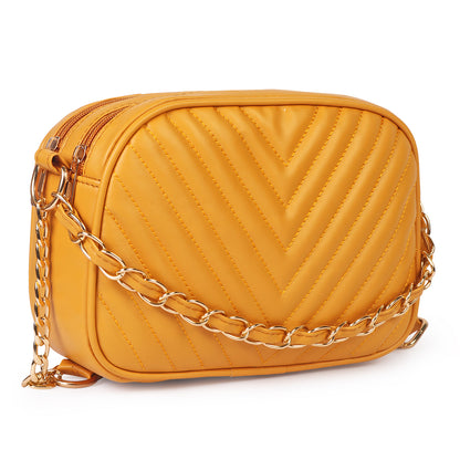 Princess Malibu Vegan Leather Quilted Sling Bag - Yellow