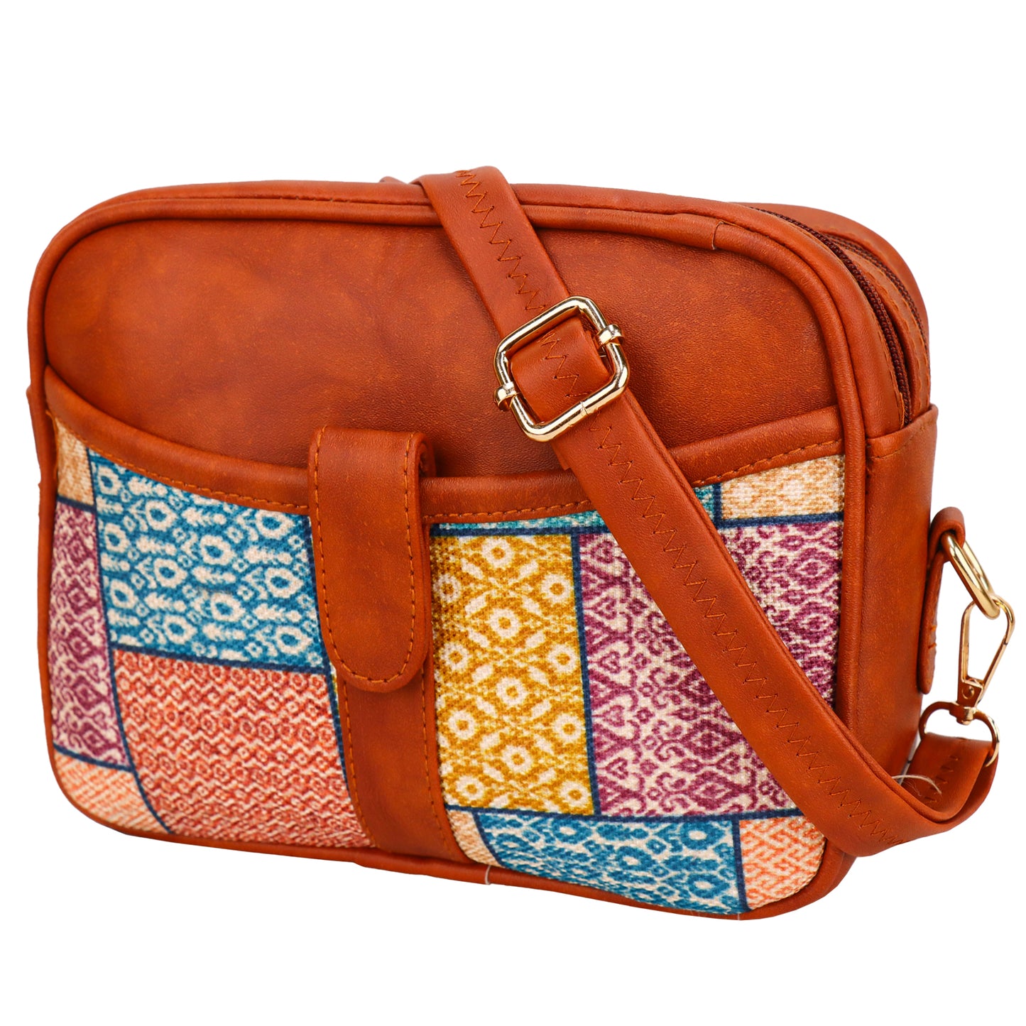 Ms. Elegant Paisley Printed Vegan Leather Sling Bag - Multicolor