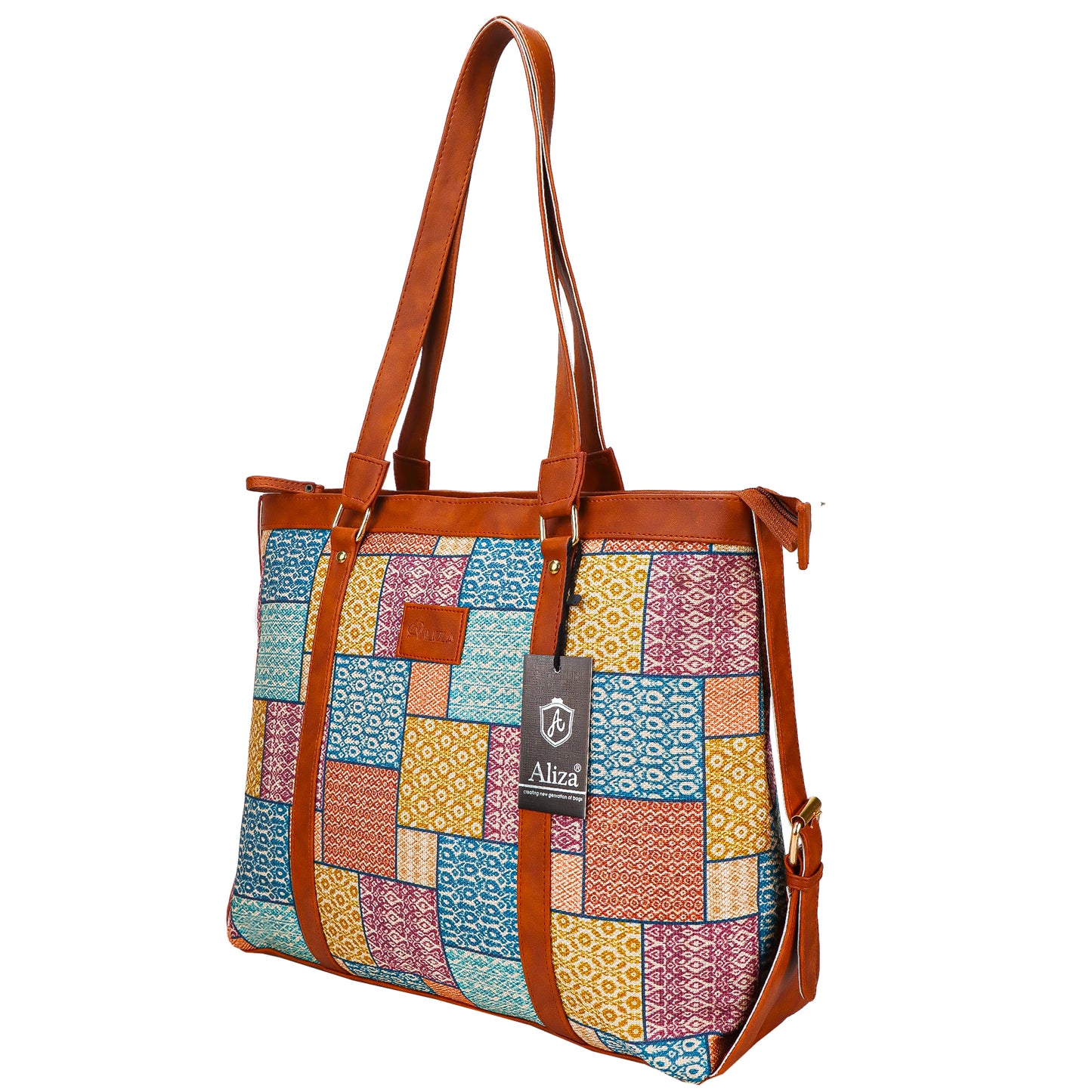 Gardinia Floral Canvas Striped Vegan Leather Tote Bag - Multicolor