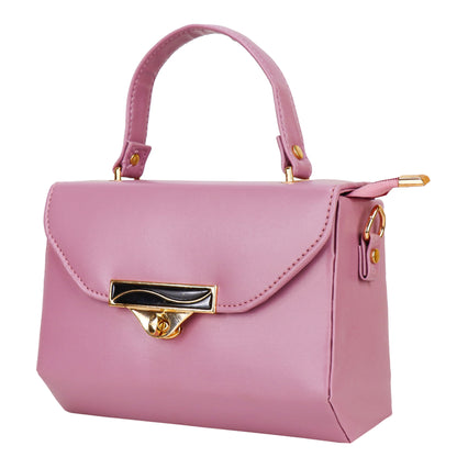 Madrid Vegan Leather Satchel Box Sling Bag - Pink