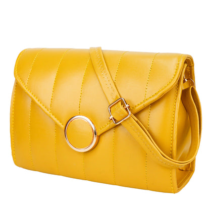 Ms. Puffy Vegan Leather quilted Sling Bag - Yellow