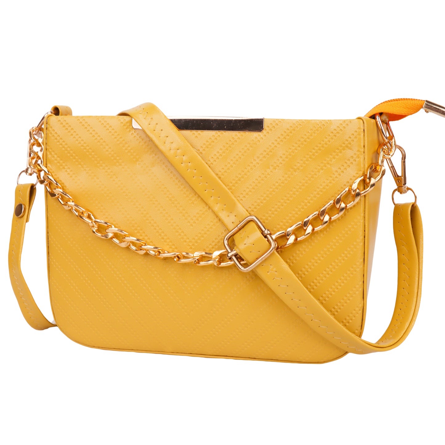 Miss Havana Vegan Leather Dotted Print Sling Bag - Yellow