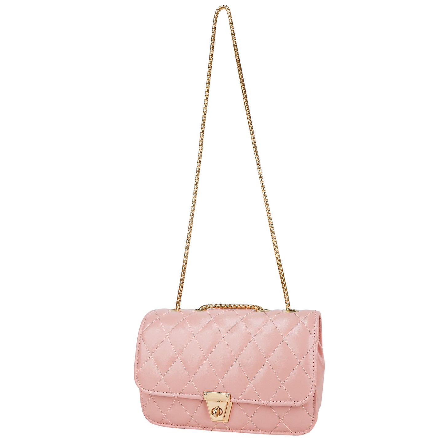 Miss Brasilia Vegan Leather Quilted Sling Bag - Peach