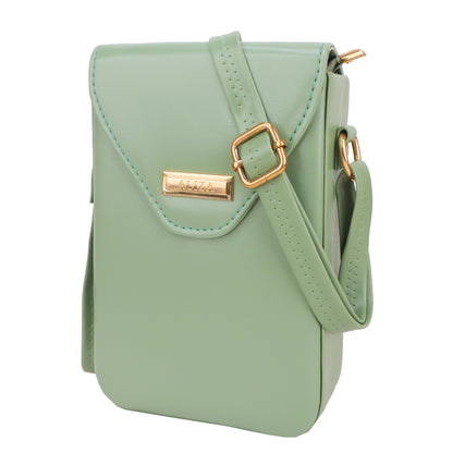 Miss Elona Vegan Leather Vertical Box Sling Messenger Bag - Green