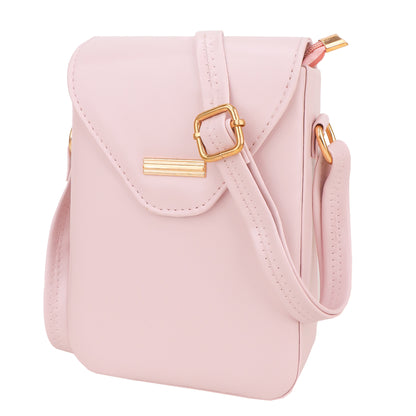 Miss Elona Vegan Leather Vertical Box Sling Messenger Bag - Pink