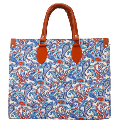 Gardinia Floral Canvas and Hand Bag - Sky Blue