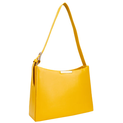 Cressida Vegan Leather Shoulder Handbag - Yellow