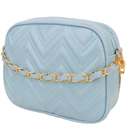 Miss Malibu Vegan Leather Quilted Sling Bag - Blue